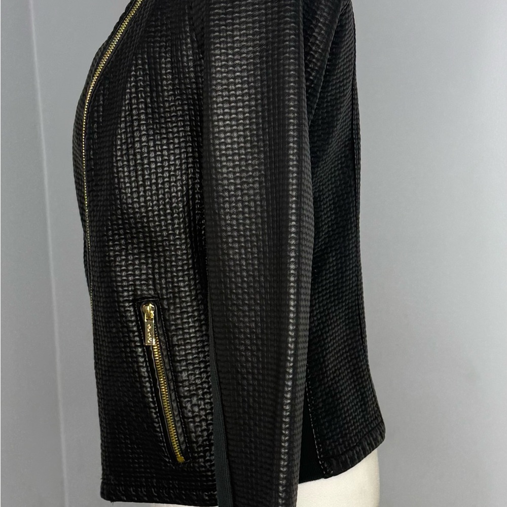 Calvin Klein Black Textured Leather Jacket - Picture 5 of 8